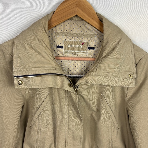 Marks & Spencer PerUna Women Hooded Trench coat US Sz 6 UK Sz 10 Body Sensor Tan - Picture 2 of 16